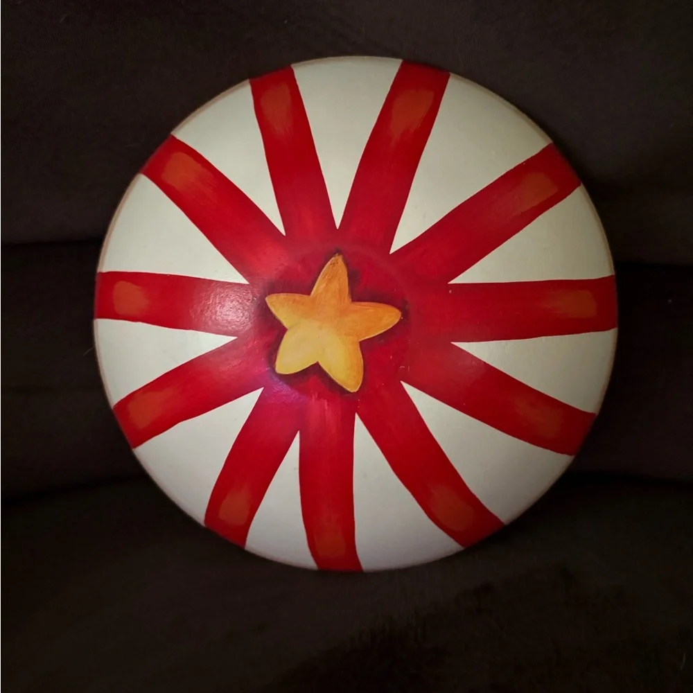 Folk Art painted wooden bowl with patriotic design